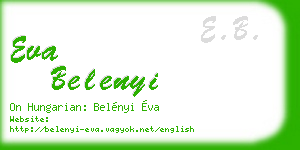 eva belenyi business card